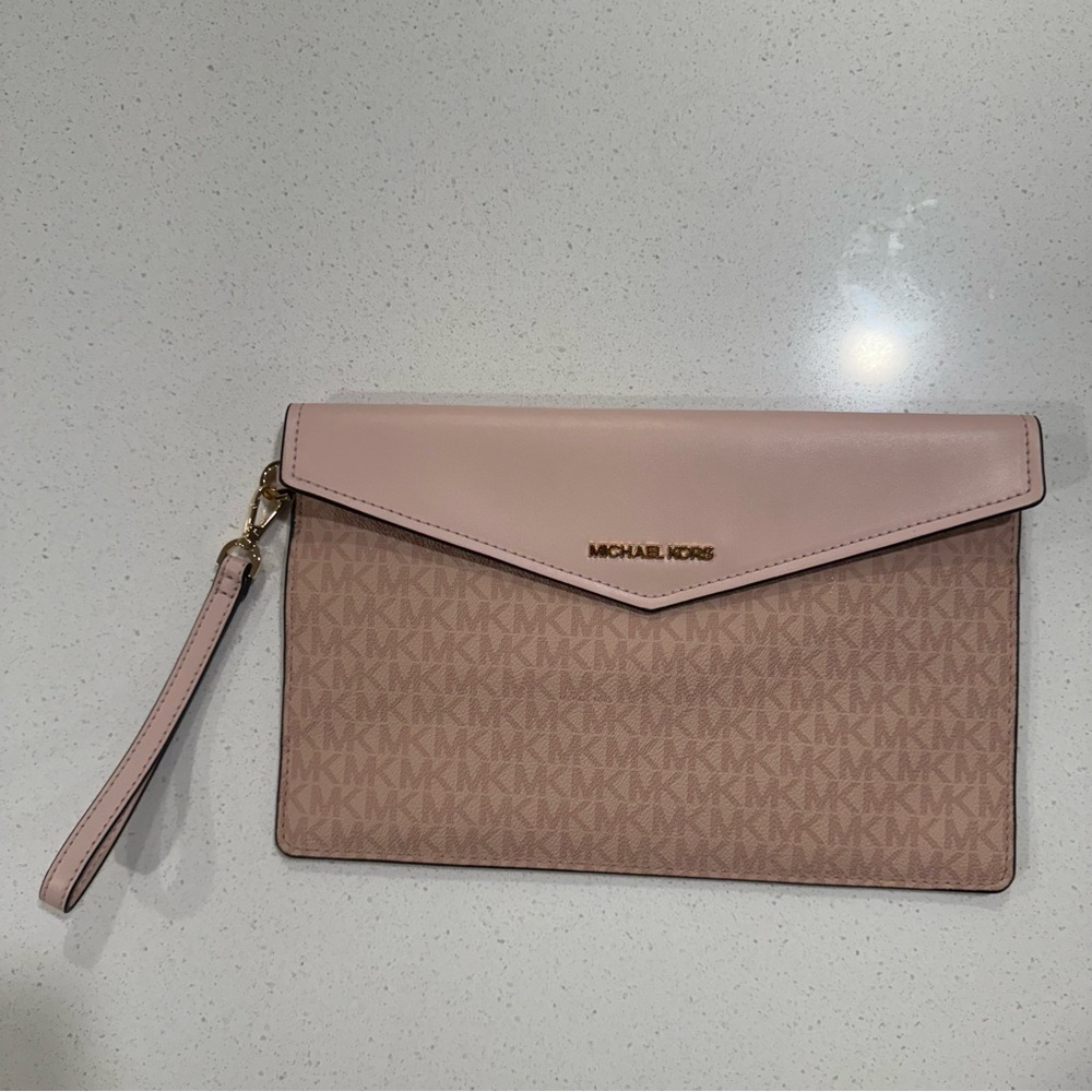 Michael Kors Blush and Beige Clutch